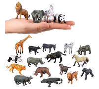 FLORMOON 16 figuras de animales pequeños, juguetes realistas de animales salvajes para cupcakes, juguetes educativos, regalo de fiesta de cumpleaños para niños pequeños