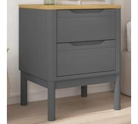Floro Nightstand Solid Pine Wood Grey 45x39x57 cm with 2 Drawers, Rustic Bedside Table for Bedroom, Sturdy Side Table with Storage for Living Room, Durable Natural Wood Furniture