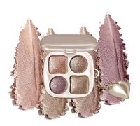 Floruvia Paleta de sombras de ojos metálica color oro rosado con espejo, paleta de maquillaje para ojos de larga duración, con brillo dorado-bronce y contorno neutral