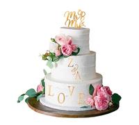 Floruvia Wedding Cake Topper Mr&Mrs Cake Topper con 26 Letras Personalizables Iniciales de Novios (Oro)