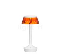 Flos Bon Jour Unplugged, lámpara recargable LED, cuerpo blanco/corona ámbar , artículo en fin de serie