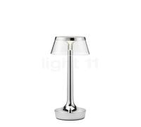 Flos Bon Jour Unplugged, lámpara recargable LED, cuerpo cromo/corona transparente -