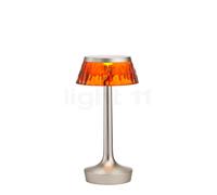 Flos Bon Jour Unplugged, lámpara recargable LED, cuerpo cromo mate/corona ámbar , artículo en fin de serie
