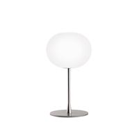 Flos Lámpara de mesa Glo-ball T1 Cristal opal blanco. soporte plateado mate