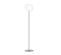 Flos Lámpara de pie Glo-ball F2 Cristal opal blanco. soporte plateado mate