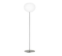 Flos Lámpara de pie Glo-ball F3 Cristal opal blanco. soporte plateado mate