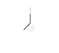Flos Lámpara de techo IC Lights Suspension 1 de latón cromado y cristal opalino en color negro, 60 W, longitud del cable: 270 cm, estructura: 24 x 24 cm, diámetro de la bola: 20 cm, F3175030