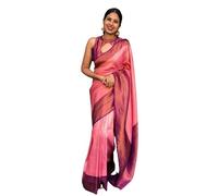 Flosive Banarasi - Sari de seda lichi suave para mujer, hermoso jacquard rico diseño Pallu, tejido Zari tejido de seda Kanjivaram con blusa de seda Lichi suave, pieza Ayn Royal Beby rosa.