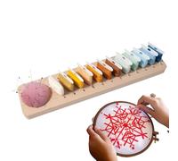 Floss Bobbin Wood Organizer, Embroidery Floss Holder with 12 Slots, Beech Woods Tabletop Bobbin Rack for Sewing Enthusiasts, for Mothers and Grandmothers, 25.5x6cm