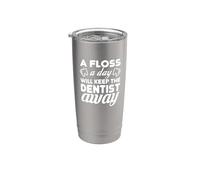 Floss Daily Keep Dentist Away Dental Humor Cita Vaso térmico de acero inoxidable de doble pared