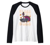 Floss Like A Boss Divertido Día de Acción de Gracias Pavo Peregrino Otoño Camiseta Manga Raglan