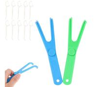 Floss Pick,Soportes de Hilo Dental Reutilizables,Titular de la Seda Dental,Soportes Hilo Dental,2 Limpieza de Dientes Limpieza de Boca,con 10 Hilo Dental para limpieza de Dientes,Familia,Hotel,Viajes