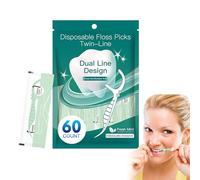 Floss Picks Teeth, Double Thread Flossers Braces, 7.6x1.9x0.5cm/3x0.7x0.2in Portable Hygiene Tool for Adults Kids Home Travel Office Polystyrene Comfortable Handle