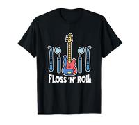 Floss Rock and Roll Dentista Oficina Dental Humor Música Camiseta
