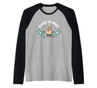 Floss Rock and Roll Dentista Oficina Dental Humor Música Camiseta Manga Raglan