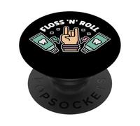 Floss Rock and Roll Dentista Oficina Dental Humor Música PopSockets PopGrip Adhesivo