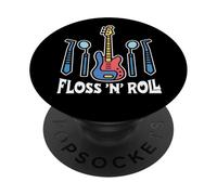 Floss Rock and Roll Dentista Oficina Dental Humor Música PopSockets PopGrip Adhesivo
