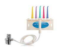 Flosser de agua para uso familiar 5 puntas de chorro de color para grifo y ducha, irrigador oral presión de agua de seguridad no eléctrica, cuidado bucal dental limpieza de dientes
