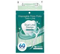 Flossers Adults, Portable Double Thread Floss Sticks, Dentals Care Supplies, Perfect for Braces Hygiene Home Travel Office Family Use, 7.6x1.9x0.5cm Polystyrene Green