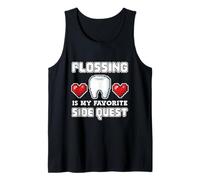 Flossing Side Quest Dentista Dental Pixel Art Gamer Camiseta sin Mangas
