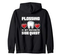 Flossing Side Quest Dentista Dental Pixel Art Gamer Sudadera con Capucha