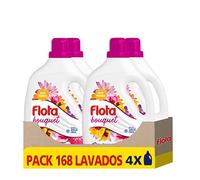 FLOTA BOUQUET | Detergente Líquido Quitamanchas incluso en Agua Fría para Lavadora | Ropa Blanca y de Color | Pack de 4 x 42 Lavados = 168 Lavados