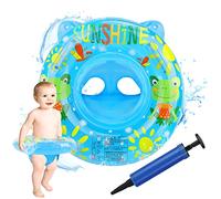 Flotador bebé con Asiento and Inflador, Anillo de Natación de Dibujos Animados Piscina Flotador Inflable para Niños Flotador de Natación Barca Niños Hinchable Nadar Entrenador Juguetes de Piscina,Azul