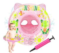Flotador bebé con Asiento and Inflador, Anillo de Natación de Dibujos Animados Piscina Flotador Inflable para Niños Flotador de Natación Barca Niños Hinchable Nadar Entrenador Juguetes de Piscina,Rosa