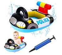 Flotador bebé con Asiento and Inflador, Coche Patrulla Anillo de Natación de Dibujos Animados Piscina Flotador Inflable Niños Flotador de Natación Barca Hinchable Nadar Entrenador Juguetes de Piscina