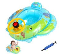 Flotador bebé Dinosaurio con Asiento,Anillo de Natación Dinosaurios Piscina Flotador Inflable con Volante para Niños Flotador de Natación Barca Hinchable Nadar Entrenador Juguetes de Piscina,Azul