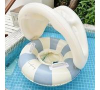 Flotador Bebé Piscina con Parasol Extraíble, Anillos de Natación Infantil Antivuelco, Asiento de Seguridad Hinchable de PVC Ecológico para Niños 0-4 Años, Accesorios Playa Verano