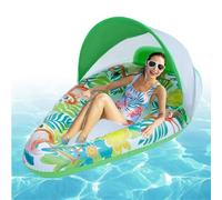 Flotador con dosel | Piscina de hojas tropicales | 1 balsa inflable de protección solar | Flotador de piscina con toldo, flotador de isla de playa para niños pequeños, para piscina, mar, diversión