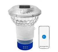 Flotador de Cloro para Piscina, dispensador de Control Remoto Solar, clorador de liberación Ajustable, Luces LED Coloridas para Piscinas y Interiores y Exteriores