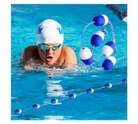 Flotador de cuerda divisora de carril de seguridad para piscina, kit de boya de límite comercial de 57 pies para piscinas de interior/exterior, cordón de seguridad azul y blanco para una mayor