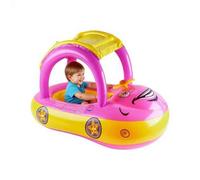 Flotador de natación para niños - Anillo de baño hinchable con diseño de coche | cubierta de flotación con toldo UV, válvula de aire ajustable, construcción de vinilo duradero