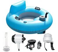 Flotador eléctrico for Piscina, sillón de Piscina motorizado for Adultos, sillón de Agua Inflable de 50 W, Bomba de Aire, manijas de Empuje, portavasos, Respaldo,de River Lake Beach