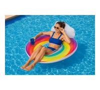 Flotador Hinchable Circular con Reposacabezas y Portavasos para Piscina