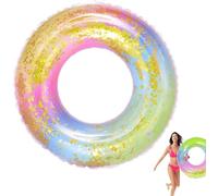 Flotador Hinchable FaJoek Anillo de Natación, Anillo Natación Adultos,Círculo Inflable, Flotador Inflable, Anillo de natación Transparente, Flotador Redondo Piscina (Arcoíris)