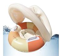 Flotador para bebé con toldo - Flotador de piscina con protección solar, boya inflable plegable, asiento de seguridad retro, juguete parasol flotante | Portabilidad sin esfuerzo para bebé, jardín