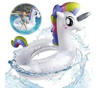 Flotador Unicornio Dwafill Flotador Unicornio Fiesta Natación Animales Flotador Verano Playa, Piscina Fiesta (Blanco)