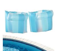 Flotadores de brazo de piscina, 1 par de mangas flotantes de piscina con patrón de rayas, anillos de natación, para niños y niñas, lago, río, parque acuático, vacaciones, al aire libre, patio, playa