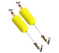 Flotadores de pesca de alta visibilidad, 2 piezas con alambre de acero giratorio para todos los entusiastas de la pesca, material EVA (amarillo)