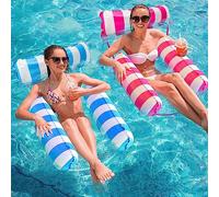 Flotadores de piscina, paquete de 2 hamacas inflables para piscina - Hamaca multiusos para piscina (sillín, silla de descanso, flotador) para vacaciones de adultos