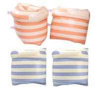 Flotadores inflables para Brazos, 2 Pares, con Rayas Azules y Naranjas, para niños y Adultos, con válvula, Alta flotabilidad, antifugas, de PVC, para Entrenamiento de natación en Piscina, para ad
