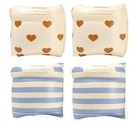 Flotadores para adultos, flotadores de brazo inflable para niños y adultos 2 pares de bandas de brazo de natación de corazón y rayas con válvula alta flotabilidad sin fugas Equipo de entrenamiento de