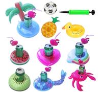 Flotadores para bebidas, bandejas flotantes para bebidas, 10 posavasos inflables para diversión acuática, soportes flotantes para bebidas con bonito diseño, equipo de natación, recipiente de goma para