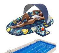 Flotadores para piscina para adultos, tumbona flotante para piscina, flotadores para con techo parasol, portavasos, tubo inflable para flotador para fiestas de verano en el agua