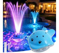 Flotante Fuente para Piscina con Luces Subacuáticas, Fuente de Agua Recargable a Batería con Control Remoto, Temática de Ballena con 2 Modos de Rociado y 12 Espectáculos de Luces