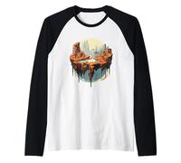Flotante Isla Fantasía Paisaje Surrealista Camiseta Manga Raglan