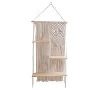 Flotante Shelves, Wall Hanging Shelf, 3 Tier Decorative Bohemian-Inspired Design Tapestry Macrame Rack for Kitchen, Bathroom, and Bedroom, 1250g, Cotton and Wood Construction